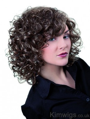 Grey Shoulder Length Synthetic 13 inch Curly Layered Cheap Lace Wigs