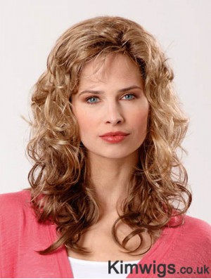 Synthetic Brown Curly 14 inch Capless Layered Long Wigs