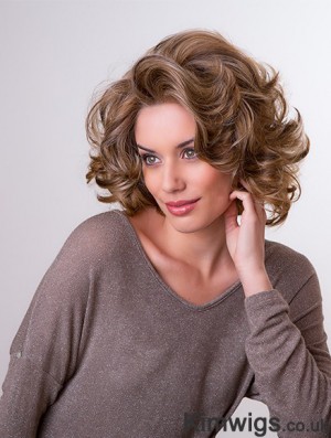 Brown 11 inch Layered Wavy Capless Synthetic Medium Wigs For Women