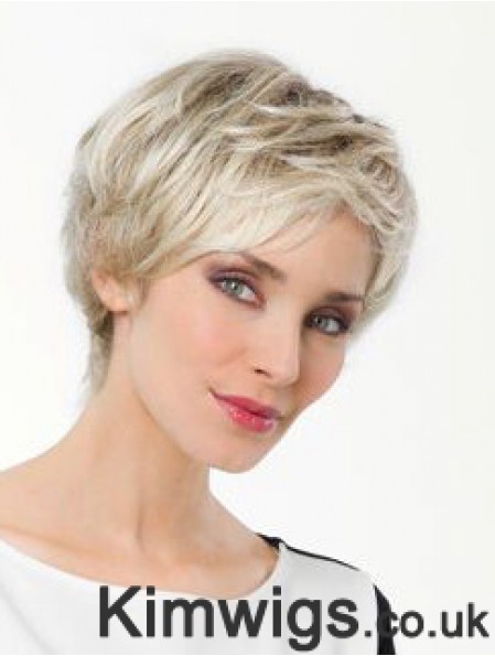 Platinum Blonde Boycuts Short 8 inch Straight Synthetic Monofilament Wig Sale