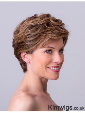 Auburn Layered Short 8 inch Wavy Synthetic Wigs Monofilament