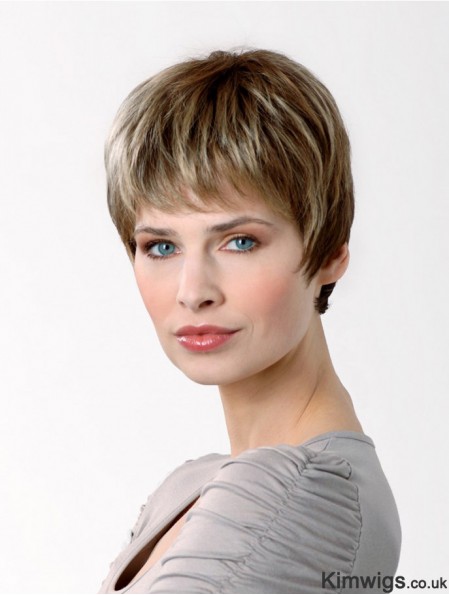 Synthetic Capless 6 inch Boycuts Straight Brown Short Haircuts