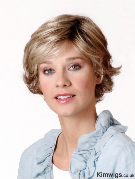 Synthetic Capless 8 inch Layered Wavy Blonde Short Ladies Wigs