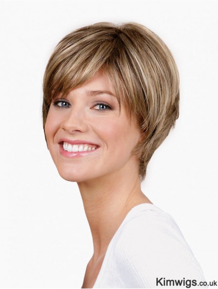 Straight Layered Capless 8 inch Blonde Short Synthetic Wigs Cheap