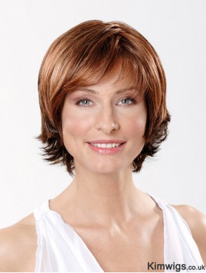 10 inch Straight Copper Synthetic Chin Length Lace Front Fashion Bob Wigs
