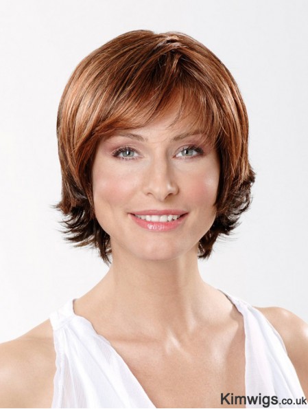 10 inch Straight Copper Synthetic Chin Length Lace Front Fashion Bob Wigs