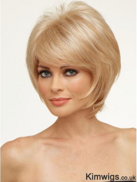 Copper With Bangs Straight 8 inch Chin Length Monofilament Hair Topper