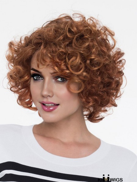 Curly Wig Brown Hair Chin Length Wig UK Cheap