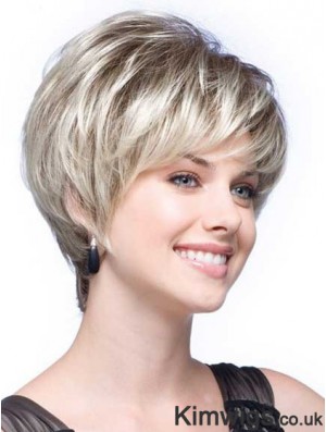 Grey Wigs With Synthetic Short Length Wavy Style