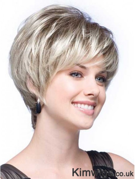 Grey Wigs With Synthetic Short Length Wavy Style