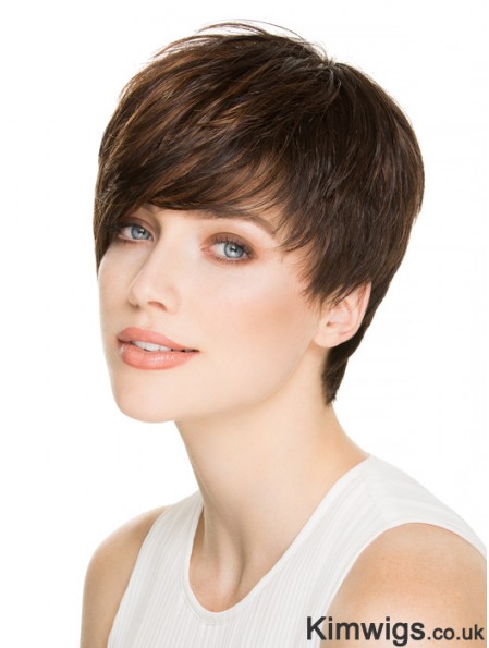 4 inch Fashionable Straight Boycuts Brown Short Wigs