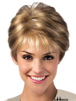 Blonde Lace Front Wig With Synthetic Layered Cut Short Length