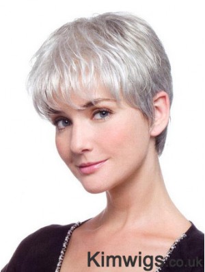 Grey Wig Mono Short Women Wig UK Straight Hair