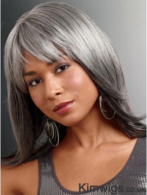 Wigs For The Older Lady UK With Lace Front Straight Style Grey Cut