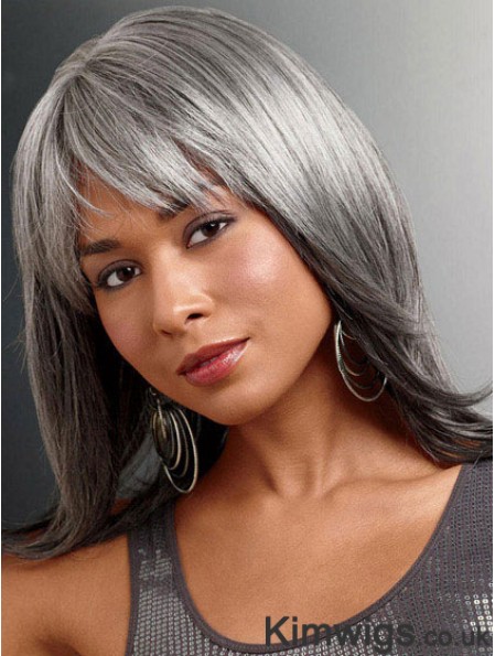 Wigs For The Older Lady UK With Lace Front Straight Style Grey Cut