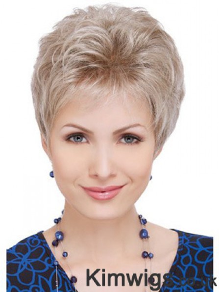 Wigs For Elderly Lady With Capless Wavy Style Short Length