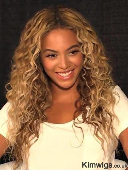 Long Monofilamentcurly Synthetic Blonde Sleek Beyonce Wig