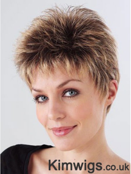 Synthetic Cropped Monofilam Boycuts Hand Tied Mono Petite Wigs