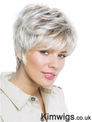 Synthetic Amazing Short Wavy Grey Wigs