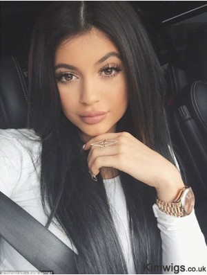 Fashionable 20 inch Long Straight Without Bangs Full Lace Kylie Jenner Wigs
