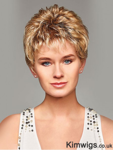 Mono Hair Toppers UK Cropped Length Blonde Color Curly Style Boycuts