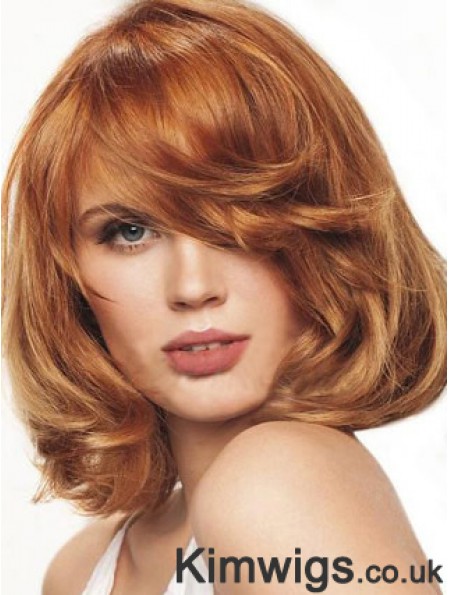 Chin Length Wavy Monofilament Auburn Best Bob Wigs