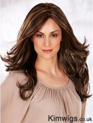 Long Monofilament Wigs Wavy Style Long Length Brown Color