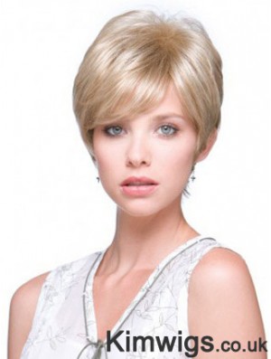 Incredible Blonde Short Straight Boycuts Monofilament Wigs