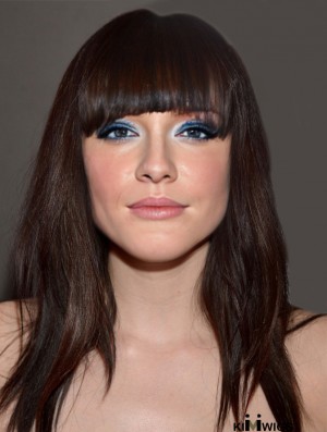 Long Straight With Bangs Brown New 100% Hand-tied Carly Rae Jepsen Wigs