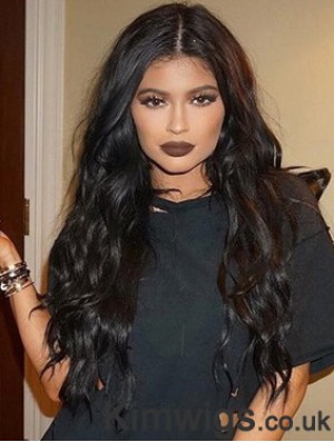 Convenient 24 inch Long Curly Without Bangs Lace Front Kylie Jenner Wigs