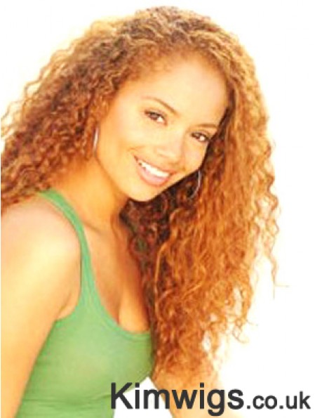 Curly Without Bangs Long Auburn Soft Lace Front Wigs