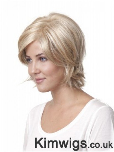 10 inch Blonde Chin Length Layered Straight Discount Lace Wigs