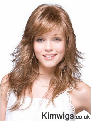 Straight Layered Shoulder Length Brown Suitable Lace Front Wigs