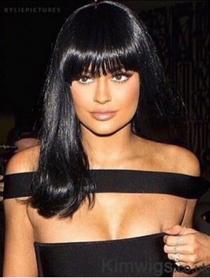 Style 14 inch Long Straight With Bangs Lace Front Kylie Jenner Wigs