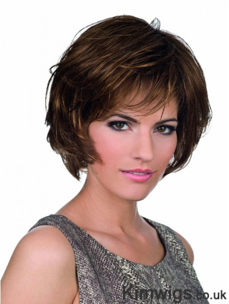 Bobs Lace Front Chin Length Synthetic Brown Monofilament Parting Wigs