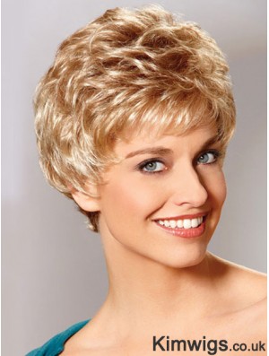 Auburn Boycuts Cropped Wavy Synthetic Petite Hand Tied Mono Wigs