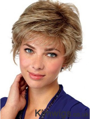 Blonde Wigs Short Wavy Wig Lace Front UK for Old Women