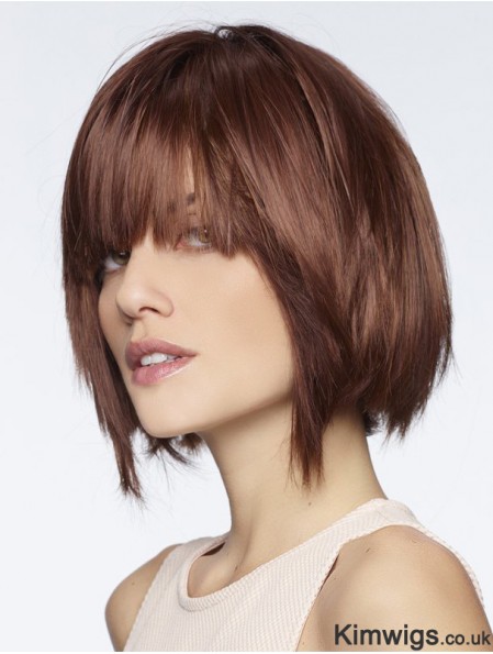 Straight Chin Length Auburn 8 inch Lace Front Fashionable Bob Wigs