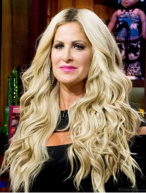 Perfect 22 inch Long Wavy Without Bangs 100% Hand-tied Kim Zolciak Wigs