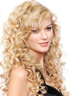 100% Hand-tied With Bangs Curly Long Blonde Stylish Taylor Swift Wigs