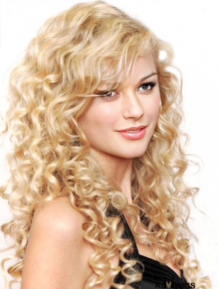 100% Hand-tied With Bangs Curly Long Blonde Stylish Taylor Swift Wigs