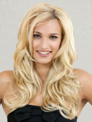 Long Wavy Blonde High Quality Synthetic Half Wigs