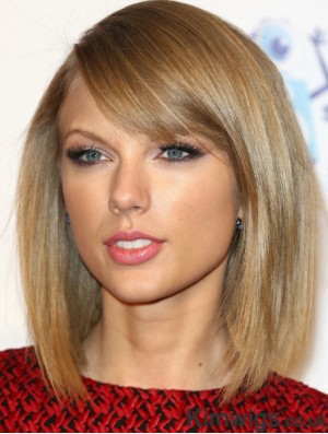Monofilament With Bangs Straight Shoulder Length Blonde Online Taylor Swift Wigs