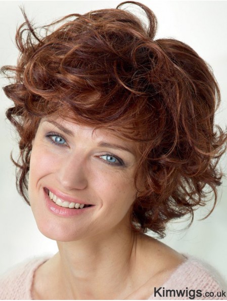 Curly With Bangs Shoulder Length Auburn Popular Lace Front Wigs