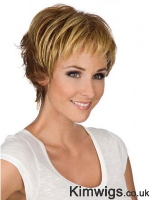 6 inch Modern Wavy Boycuts Blonde Short Wigs