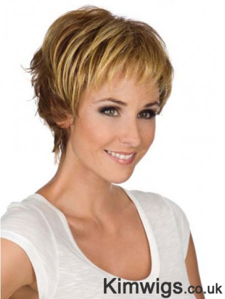 6 inch Modern Wavy Boycuts Blonde Short Wigs