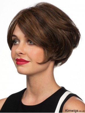 Brown 8 inch Affordable Short Wavy Bobs Lace Wigs