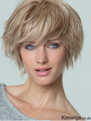 Short Straight Boycuts Blonde Popular 100% Hand-tied Wigs