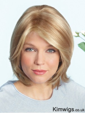 Layered Blonde Straight Shoulder Length 14 inch Ideal Medium Wigs