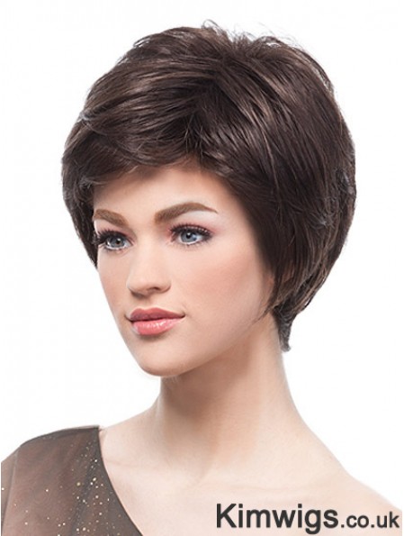 Flexibility Brown Short Straight Boycuts Lace Front Wigs
